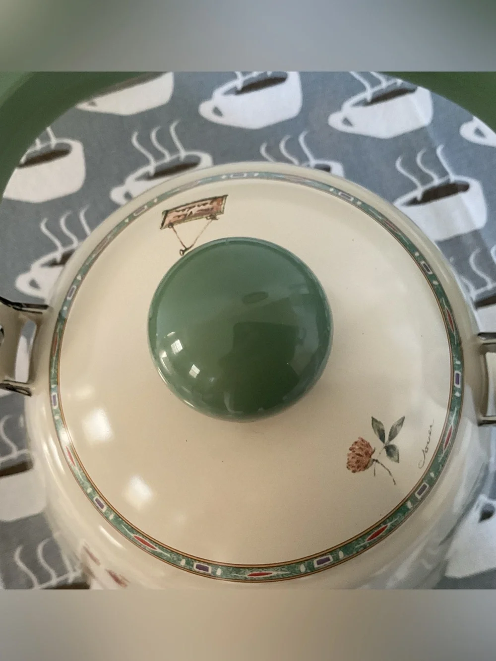NWOT Pfaltzgraff Naturewoods Enamel Over Metal Teapot Kettle